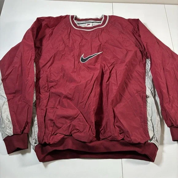 Vintage 90s Nike Pullover XL Windbreaker Center Swoosh Fleece Lined 80s